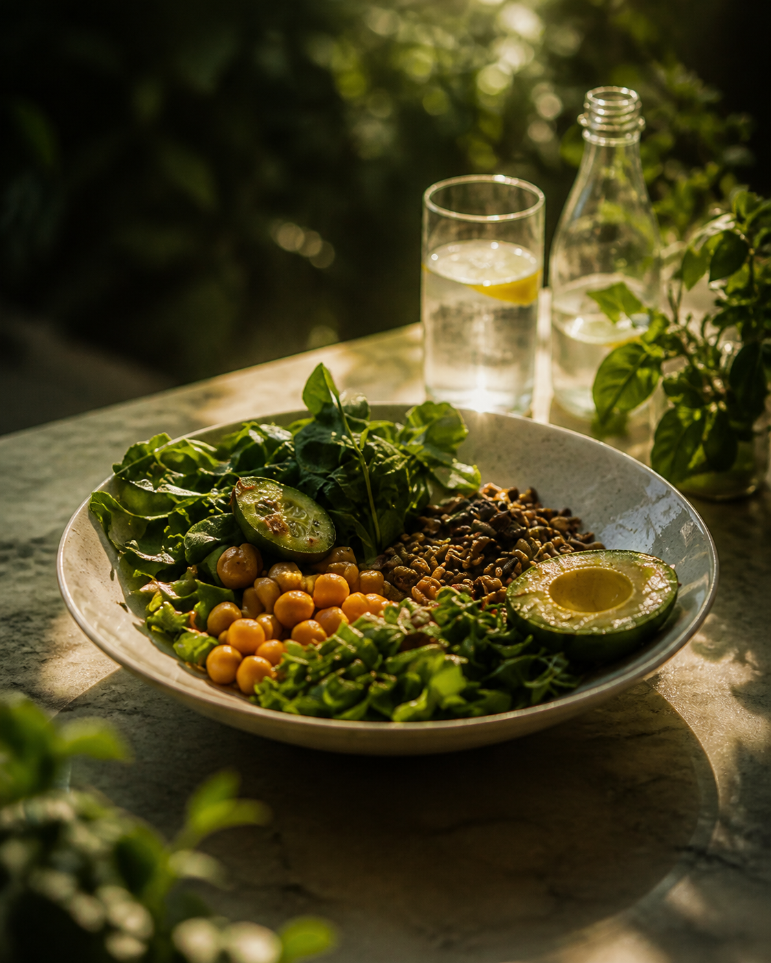 A nourishing meal in warm natural light